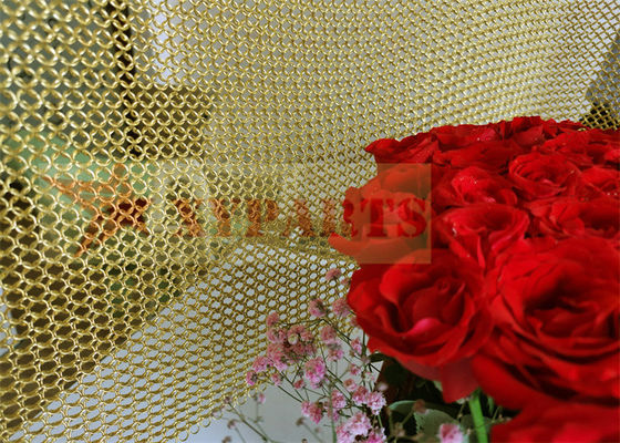 1.2mm Wire Golden Metal Ring Mesh Curtain For Interior Partition