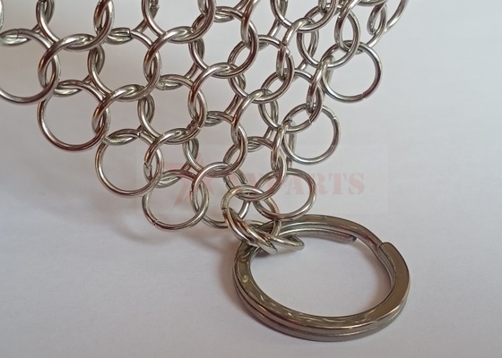 SS316L กระทะเหล็กหล่อวงแหวน 10 มม. Chainmail 8&quot; X 6&quot; สแตนเลสเกรดสูง