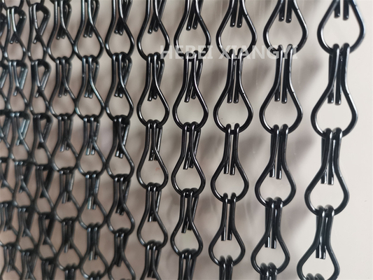 สีดํา อลูมิเนียม Chain Link Mesh แผ่นผนังโลหะ