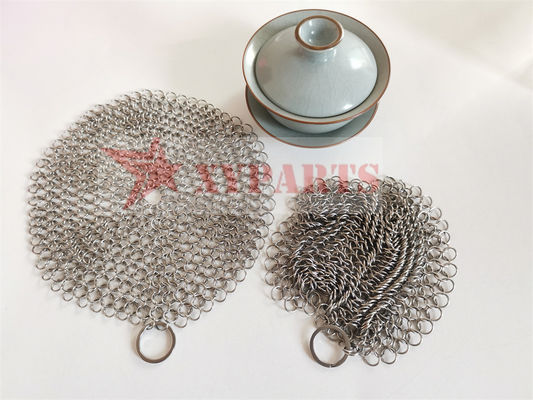 SUS316 แหวน Chainmail กระทะเหล็กหล่อ เกรดอาหาร